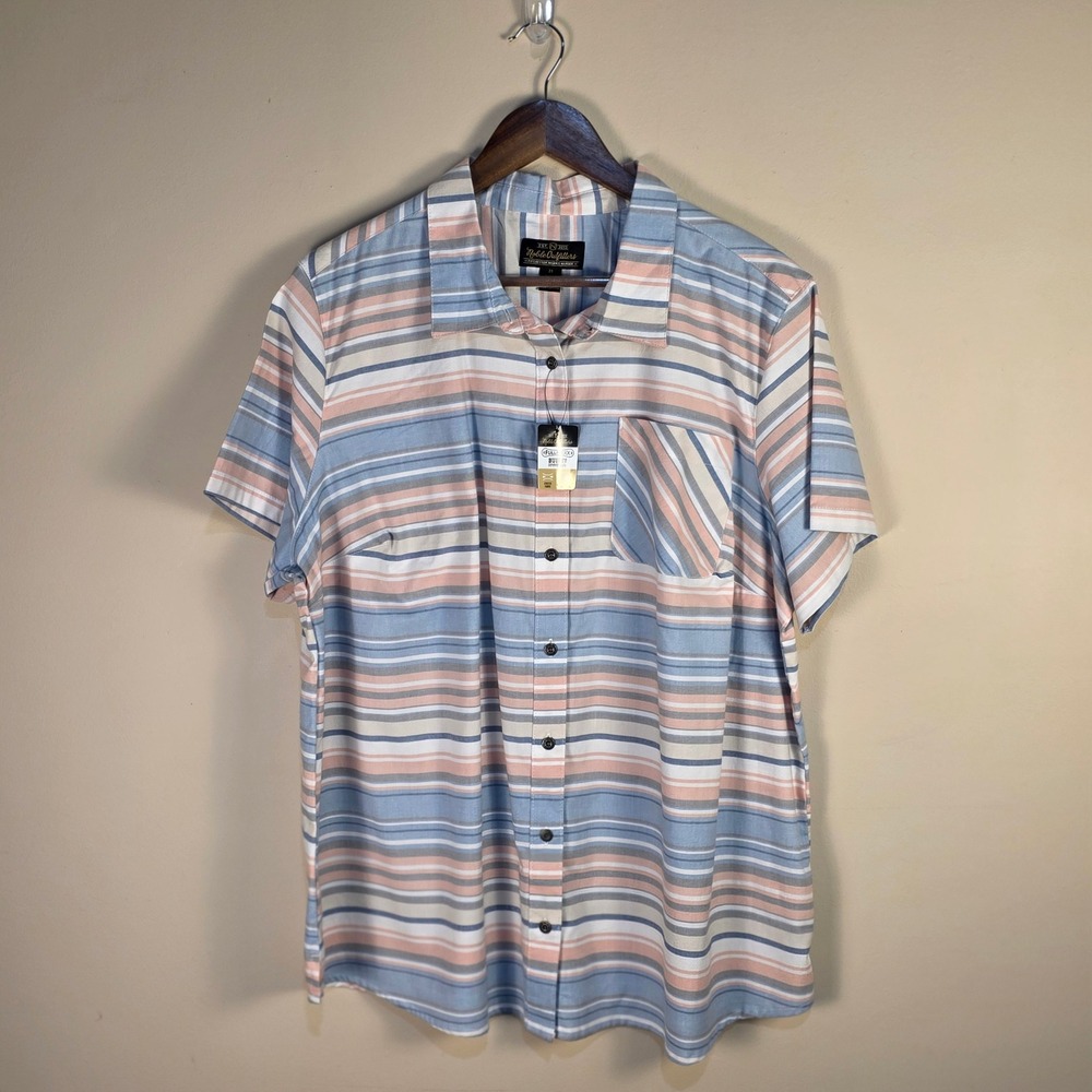 Noble Outfitters FullFlexx‎ Womens 2X Striped Short Sleeve Button Down Shirt NEW